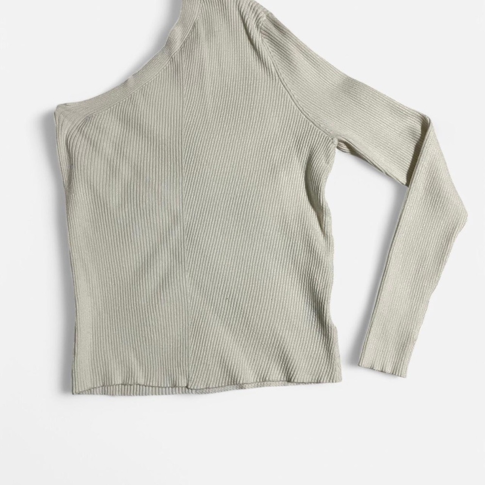 One-Shoulder Ribbed Top in Cream